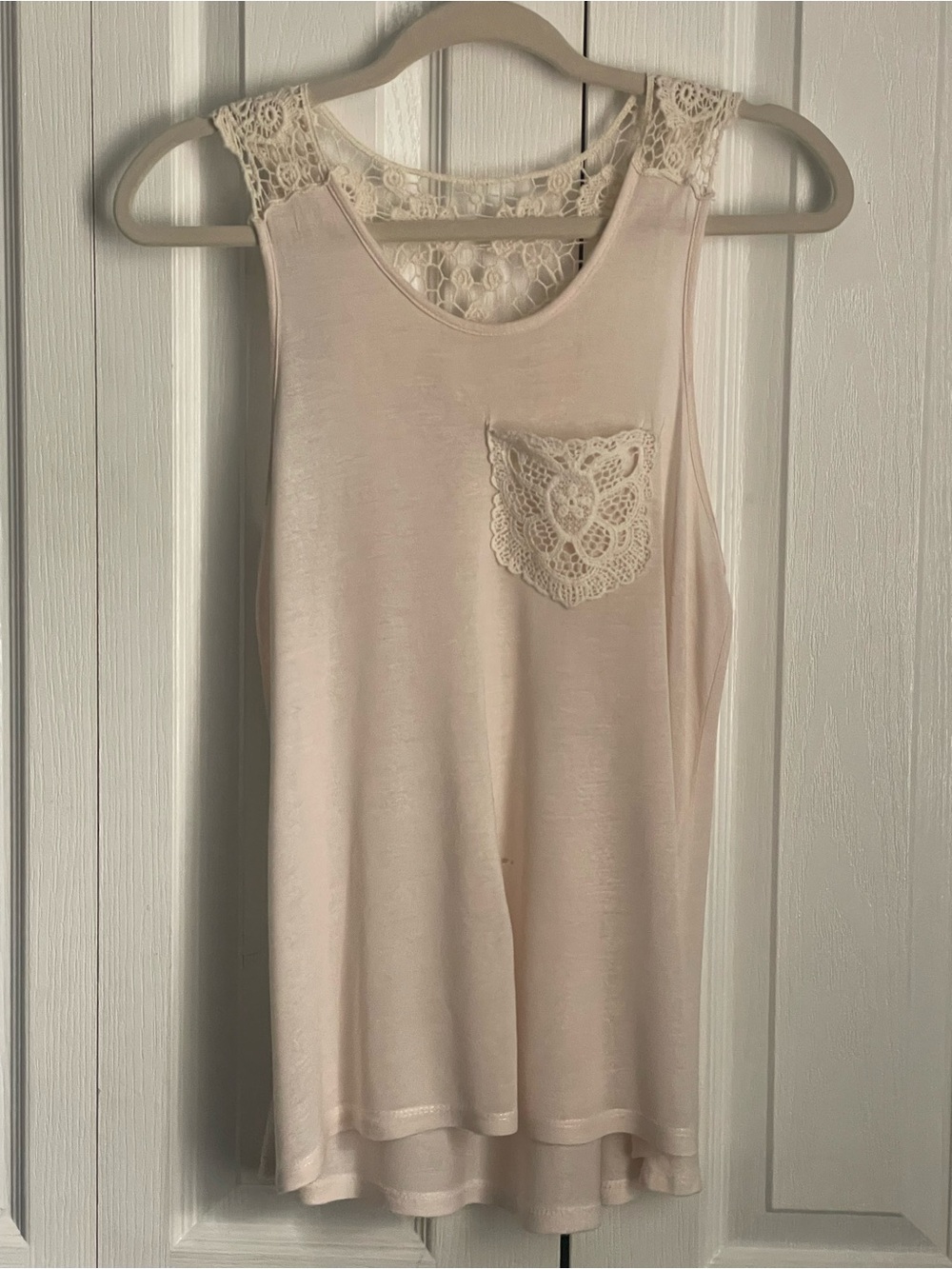 Maurice’s Lace Accent Semi-Sheer Tank Top - Cream, Small